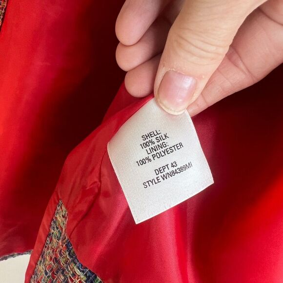 Nordstrom Colorful Tweed 100% Silk Blazer Jacket Lightweight Bold Maximal Sz XL - Picture 3 of 11